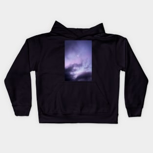 Purple Dreamy Sunset with Illuminated moon over New Zealand Kids Hoodie